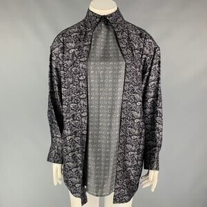 ALEXANDER WANG Size 10 Navy & Grey Paisley Silk Layered Shirt